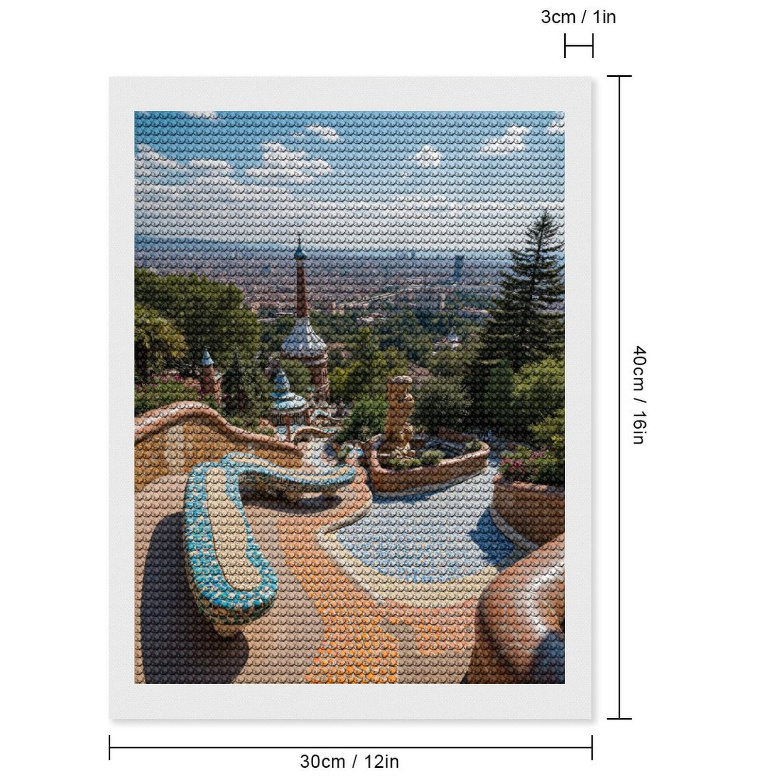 Diamond Art Kits for Adults, Colorful Mosaic Park Terrace View 5D Diamond Painting Kits for Adults Beginners, DIY Full Drill Diamond Painting, Gem Art and Crafts 12x16