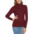 thumbnail image 4 of Purcoar Women's Turtleneck Sweaters Long Sleeve Sweater Solid Mock Slim Layer Tops Pullover, 4 of 7