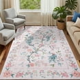 thumbnail image 2 of HOMERRY Large Area Rug 9' x 12' Rug for Living Room Floral Peacock Pattern Indoor Carpet, Pink, 2 of 5
