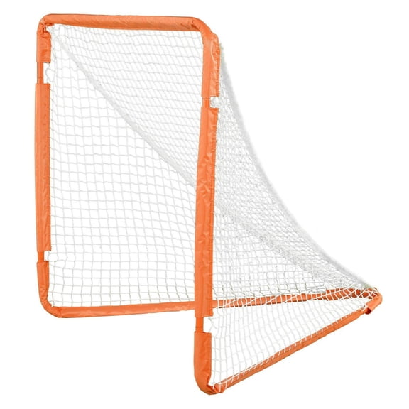 Lacrosse Goal 4x4 ft - Youth Lacrosse Net, Portable Folding Goal with Carry Bag, Iron Frame Training Equipment - Quick Setup for Backyard & Field Practice - Orange
