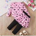 thumbnail image 2 of yboeqw Toddler Girl Clothes Girls Fall Outfits Clothing Winter Long Sleeves Ruffle Hems Top Legging Set 2-8T,Size 4-5 Years, 2 of 6