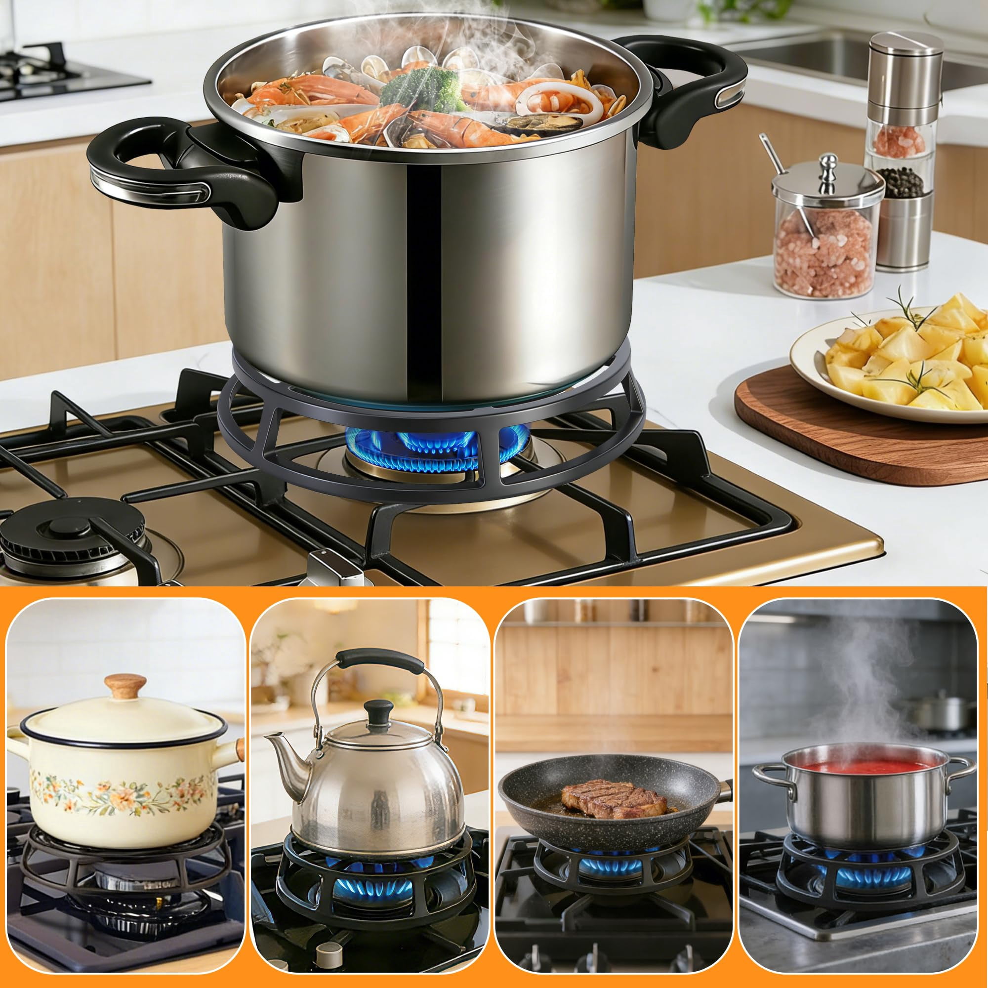 Ebaokuup 9.3" Cast Iron Heat Diffuser for Slow Cooking & Temperature Control