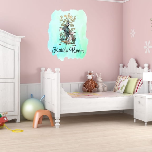 Personalized Watercolor Decal Living Room Wall Decal for Family Flowering Plant Tree Multicolored Design Cute Custom Name Décor - Size: 16 In x 20 In