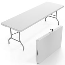 UBesGoo 8ft Portable Folding Table, Plastic Folding Table for Home Garden Office Indoor Outdoor, White