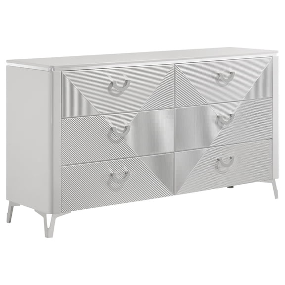 Cassia 6-drawer Bedroom Dresser Cabinet White High Gloss