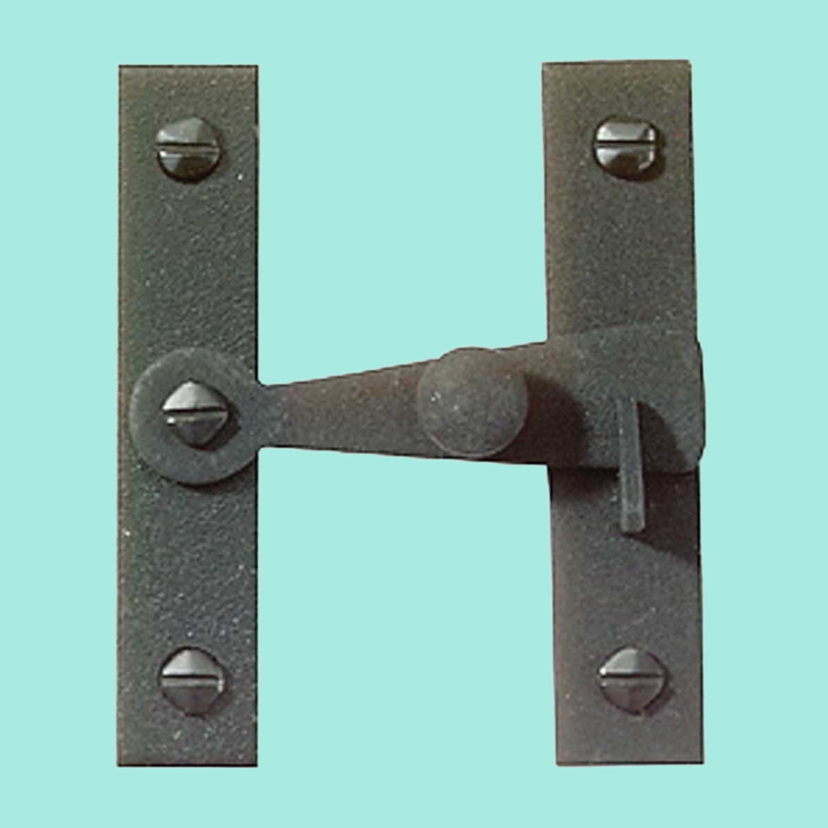 Renovators Supply Black Door Lock Flip Latch 3" L H Flush Mount Wrought Iron Flip Latches forCabinet, Farmhouse Barn Door or Fence Gate Hardware Locks w/Screws Pack of 2