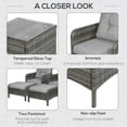 thumbnail image 5 of Outsunny 5 Pieces Rattan Wicker Lounge Chair Outdoor Patio Conversation Set with 2 Cushioned Chairs, 2 Ottomans & Glass Coffee Table, Gray, 5 of 9