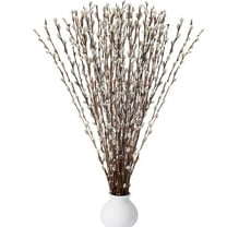 NOGIS 20 Stems Real Dried Pussywillow Preserved Greenery Branches for Vase- Natural Pussywillows with White Flowers,Snow Willow Branches for Easter Wedding Home Party Hotel Fireplace Yard Decor