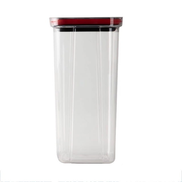 Clear Storage Box with Sealed Lid Large Plastic Leak-proof Food Bins Storage Tank Refrigerator Food Grains Organizer - Red