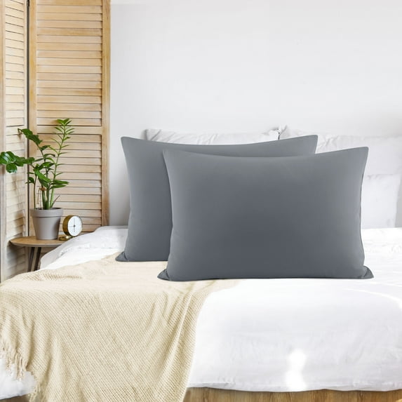 PiccoCasa Pillowcases 2Pcs, Viscose from Bamboo with Zipper Dark Gray Queen