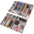 thumbnail image 2 of Desk Drawer Organizer Set - 3 Different Size Drawer Tray Dividers - Versatile Plastic Storage Bins - Brown Color, 2 of 4