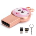 thumbnail image 1 of Disco U USB 2.0 de alta velocidad con patrón de dibujos animados, resistente al agua, unidad flash para teléfono y computadora, rosa, 128 GB, 1 of 10