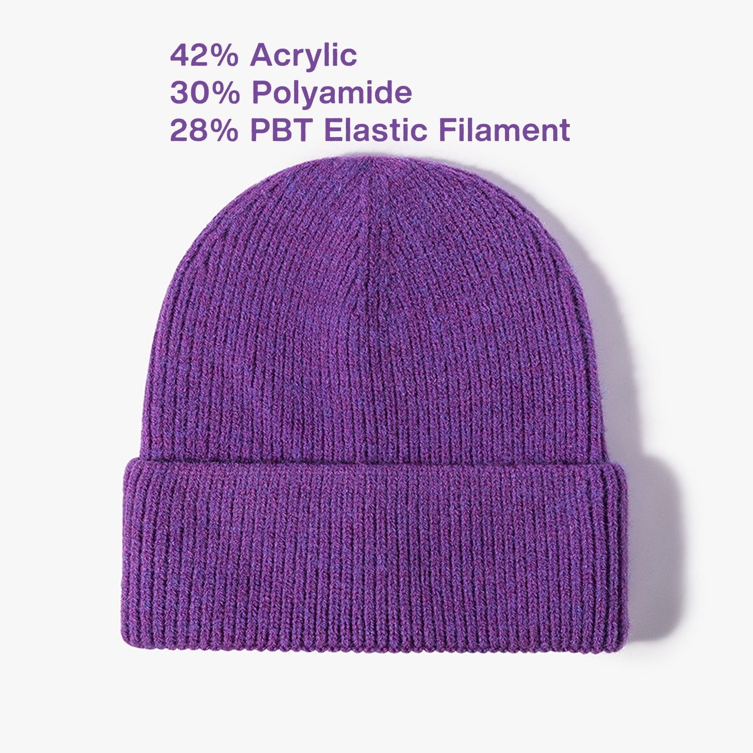 Petal Everyday Use Winter Accessory Flat Smooth Cool Cuffed Flexible Beanie  Hat Head Skull Cap Men and Women Unisex Pattern - Purple