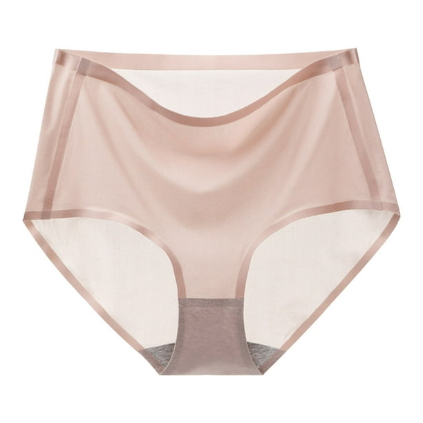 QTBIUQ Ultra-Thin Non-Marking Ice Silk Underwear Ice Silk Seamless Underwear  Women's Mesh Breathable Ultra-thin Women's Underwear High Waist Abdomen Cotton  Underwear(Pink,M) 