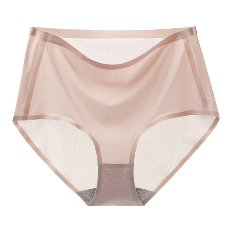 Lilgiuy Ultra-Thin Non-Marking Ice Silk Underwear Ice Silk Seamless  Underwear Women's Mesh Breathable Ultra-thin High Waist Abdomen Cotton