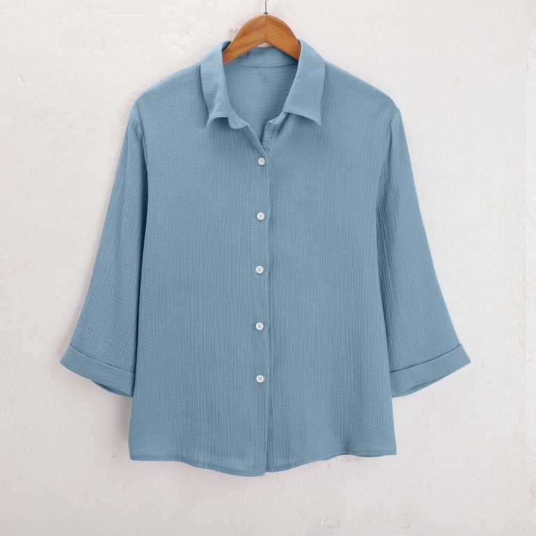plus size dress shirts plus size womens dress shirts Women Plus Size Solid Blue Spread Collar Neck Batwing Sleeve Polyester