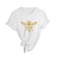 thumbnail image 5 of Alun Happy Bees' Day Womens T Shirts Women Loose Comfortable Summer Classic Crewneck Short Sleeve Tees Soft Lightweight Cute Honeybee Graphic Festival Celebration Tops 1-White S, 5 of 5