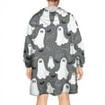 thumbnail image 2 of Wearable Oversized Blanket,Ghostly Boo Halloween Pattern Wearable Blanket Hoodie for Adults,Cozy Hooded Blankets with Super Pockets,Super Warm Fuzzy Pullover for Women & Men, 2 of 6