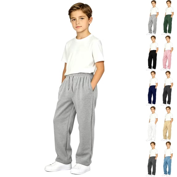 DJDLJWCJ Boys Fleece Sweatpants 14-16 Winter Warm Straight Leg Casual Pants Elastic Waist Side Pocket Athletic Pants Gray Size 6