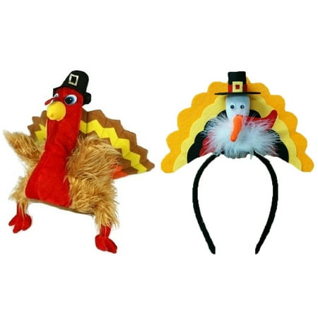 Plush Pilgrim Turkey Hat Trot Headband Thanksgiving Fall Autumn Costume