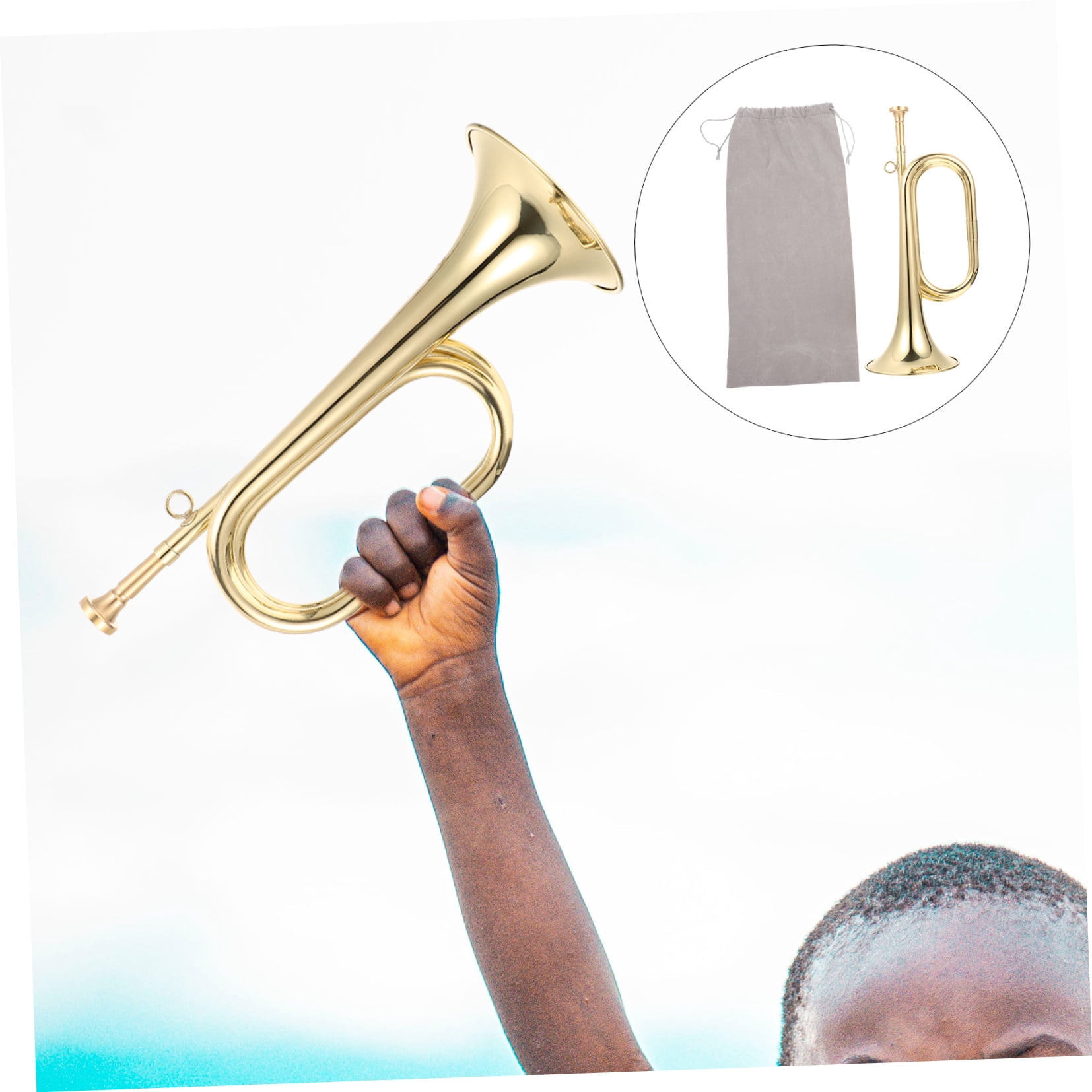 Topbathy Professional Brass Trumpet Bugle Set for Beginners Military Parade Band Set