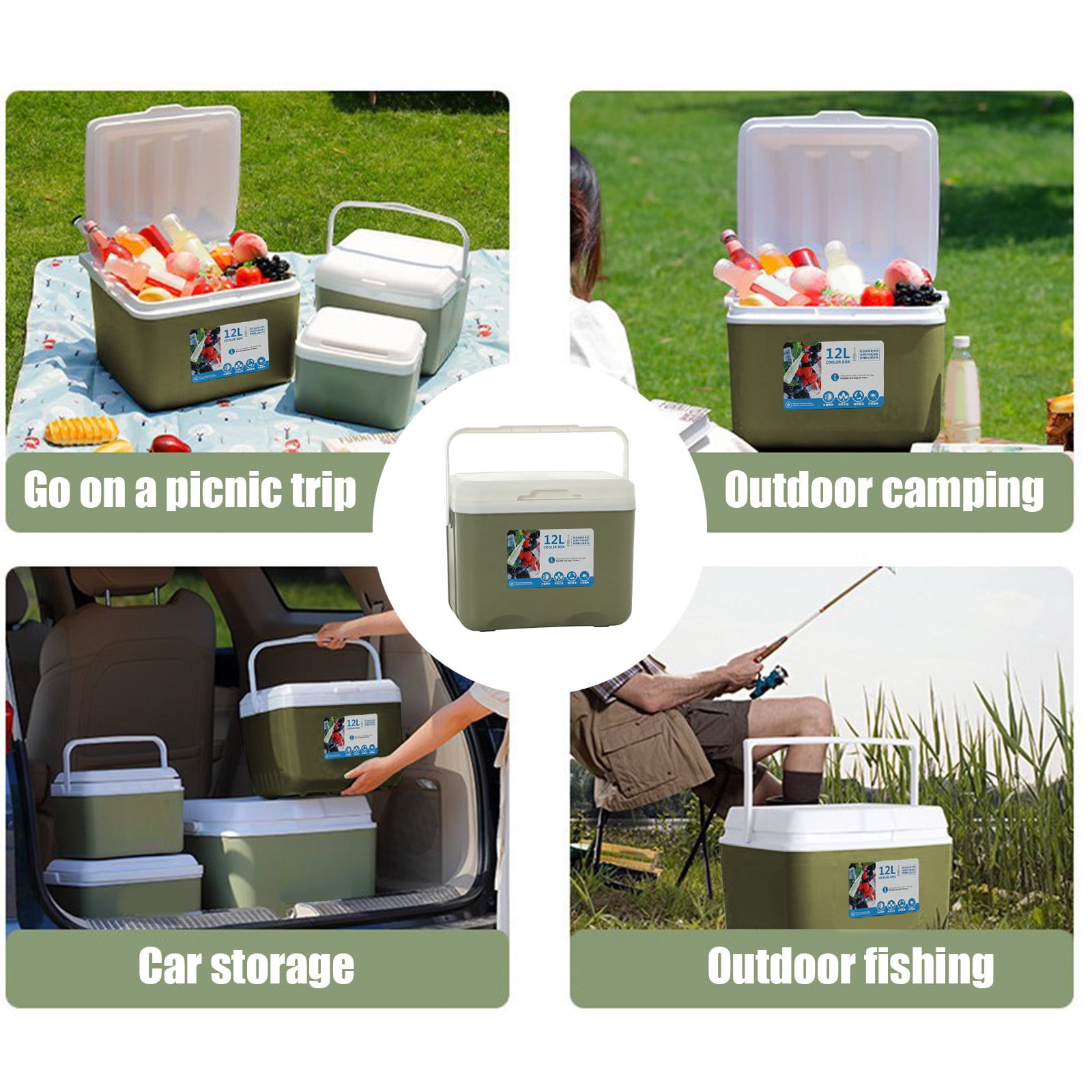 Qholemyo Leak Proof Insulated Cooler With Thermometer Portable Ice Chest For Outdoor Camping Beach Travel Essentials