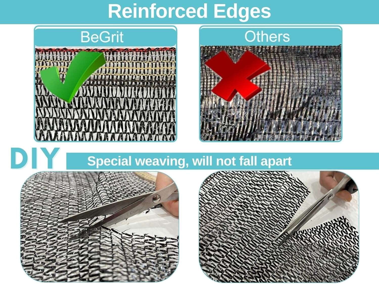 BeGrit 30% Shade Cloth HDPE Material 10ft x 13ft UV Sun Shade Net for Garden, Patio, Greenhouse