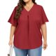 thumbnail image 5 of Conjuntos de trabajo para mujer,Camiseta de cuello en V de talla grande, blusa informal de manga corta, mezcla de poliéster y elastano, corte holgado para uso diario, sopatenor, 5 of 8