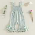 thumbnail image 2 of Toddler Jumpsuit Romper Toddler Girls Sleeveless Lattice Prints Tops Bottoms Jumpsuit Oneise Clothes Breathable Dailywear For Child, 2 of 7