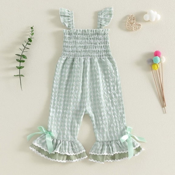 Onesies 3-6 Months Unisex Toddler Baby Girl Jumpsuit Little Kids Cap Sleeve Belted Wide Leg Romper Cute One Piece Summer Outfits
