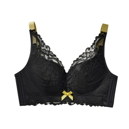 Rlmidhb Women s Wireless Bras Lightweight Full Coverage No Underwire Bralettes Anti-Sagging Side Breast Control Bra Black