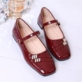 thumbnail image 5 of IEMIEMIEM Women's Mary Jane Flats Comfort Patent Leather Classic Dressy Slip On Round Toe Ballet Flats Soft Work Flats Retro Mary Jane Flats Red 6.5 Wide, 5 of 8