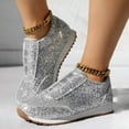 thumbnail image 2 of Heiheiup Sequined Rhinestone Elastic Casual Shoes Thick Soled Fish Mouth Shoes, 2 of 9