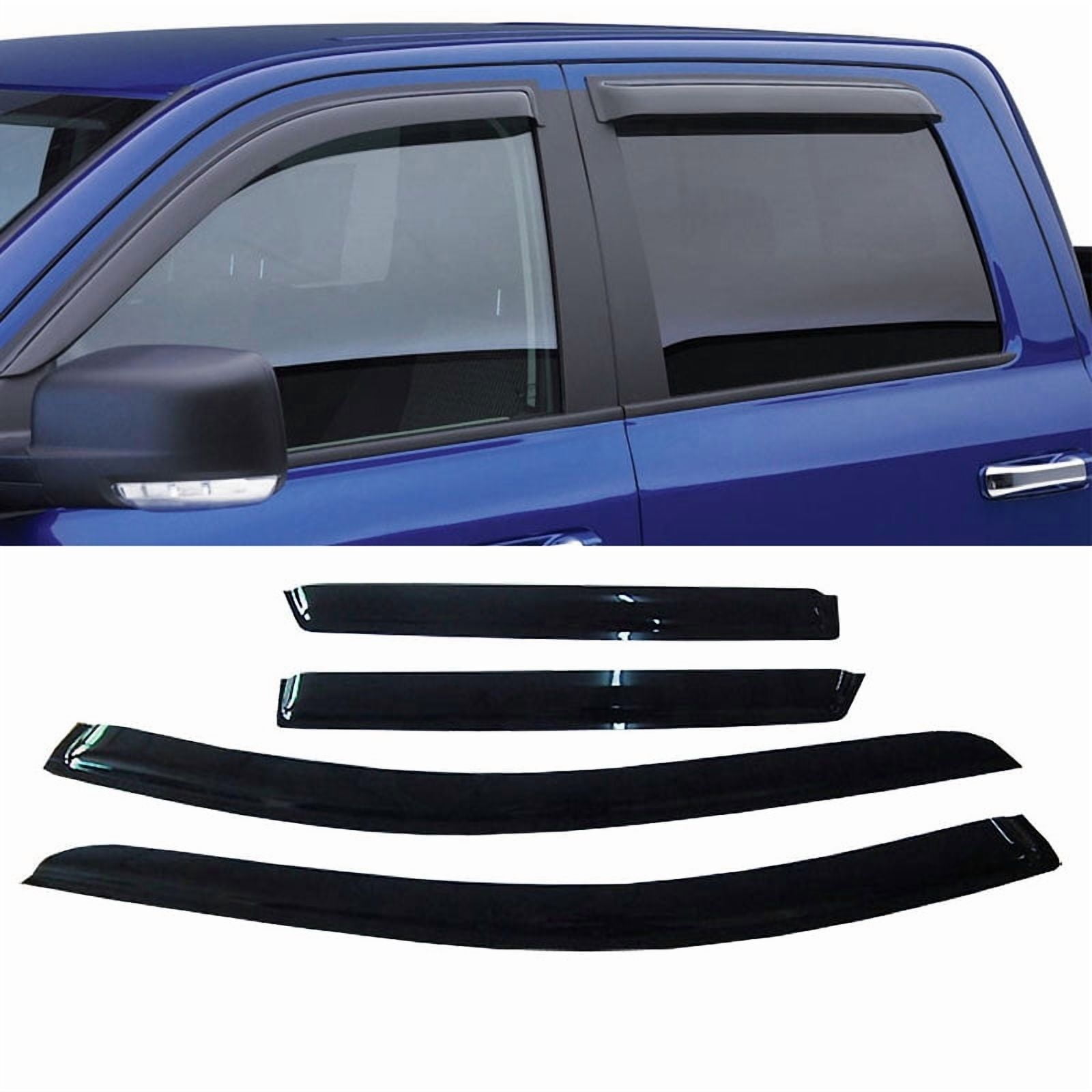 4-Piece Dark Smoke Tint Window Visor Vent Shade Guard with Adhesive-4PCS Window Visor Vent Shade Rain Guard