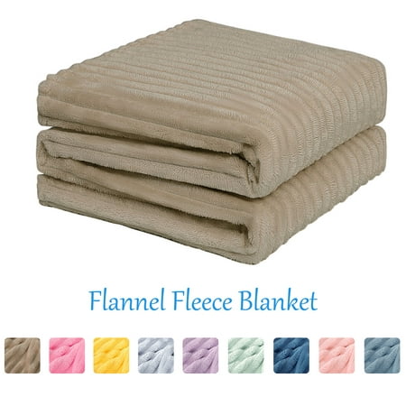 Unique Bargains Solid Stripe Microfiber Bed Blanket, 59" x 78", Taupe