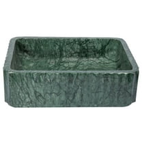 Rectangular Ridged Vessel Sink in Dark Green Marble