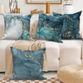 thumbnail image 4 of Dashan Teal Marble Throw Pillow Covers 20x20 Set of 4,Turquoise Pillow Cases for Bedroom Sofa Couch, 4 of 6