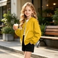 thumbnail image 4 of VIPOIN Kids Varsity Jacket, Snap Button Long Sleeve Bomber Coat with Ribbed Collar, Casual Outerwear, 4 of 6
