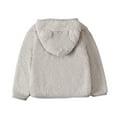 thumbnail image 3 of Sopiago Baby Boy Girl Fleece Jackets Winter Warm Bear Ears Hoodie Solid Color Coat Zip-up Jacket for Toddler Boys Girls Cotton Sweater Fall Clothes Grey,6-12 Months, 3 of 4
