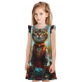 thumbnail image 1 of Fotbe Riverside Meditating Cat Vestido de Dormir para Niñas de 3 a 10 Años, Mangas Cortas, Estilo Princesa, Pijama Camisón con Mangas Voladas-Medium, 1 of 6