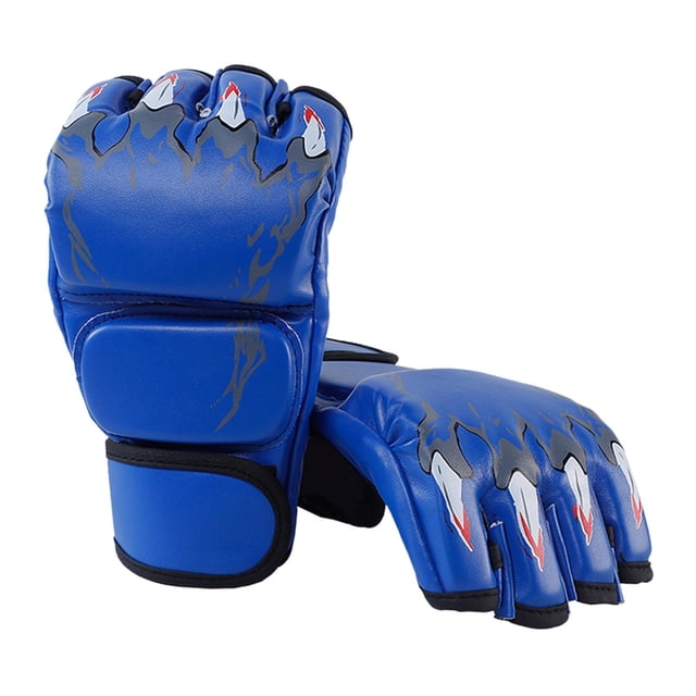 Guantes de boxeo Mma, equipo de protección, abiertas, transpirables, ligeros, para mujeres, hombres, jóvenes, boxeo, saco pesado, lucha de Garra de tigre y azul Sunnimix Guantes de boxeo