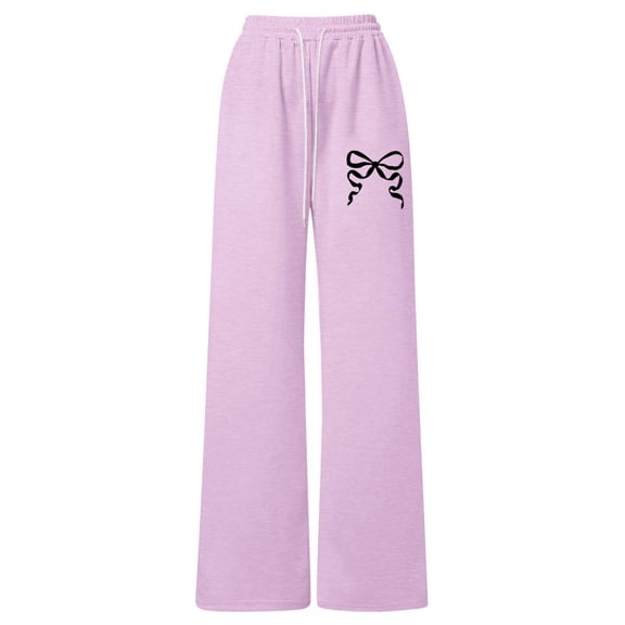 RUTAYY Children Girls Joggers Bow Detail Loose Fit Straight Leg Pants with Back Pocket Soft Comfortable Casual Classic Trousers