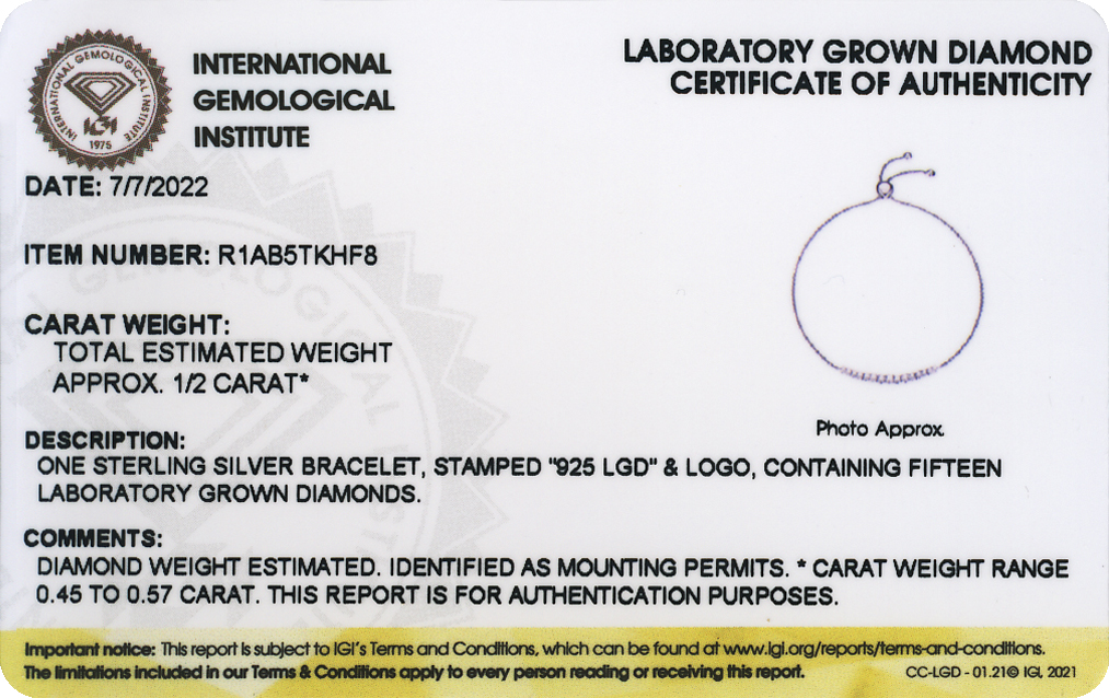 Forever Facets 1/2 CT TW Lab Grown Diamond Platinum over Sterling Silver Bolo Bracelet, Adult Female