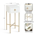 thumbnail image 3 of Kate and Laurel Decklyn Decorative Glam Tea Table, 12 x 12 x 30, White and Gold, Modern Living Room Drink Table with Pull Drawer for Useful Storage, 3 of 9
