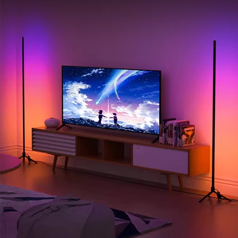 HOODINK 2 Pack Corner Floor Lamp, 59" RGB LED Corner Lamp with Music Sync, 16 Million Colors LED Lamp with Smart App & Remote Control for Bedroom, Living Room Gaming Room