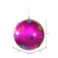 thumbnail image 2 of Vickerman 5.5" Cerise Candy Finish Ball Christmas Ornament with Multi-Colored Polka Dots, 2 of 3