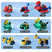 Dimoarch Magnetic Dinosaur Transforming Robot Toys for Boys Girls Age 3 4 5 6 7 8, 6-in-1 Dino Construction Trucks for Kids, Magnetic Car Toys, STEM Educational Building Toys Birthday Gift