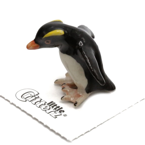 Little Critterz Penguin Rockhopper "Pebbles" - Hand-painted Home Decor Animal Decorative Figurine - Miniature Porcelain Figurine