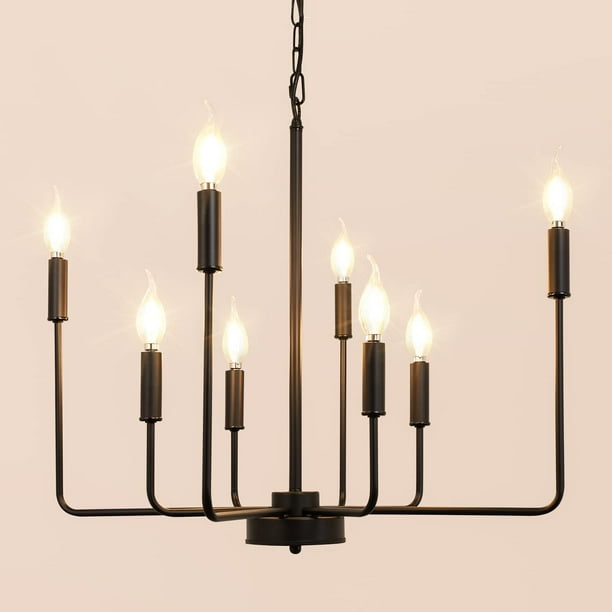 DingLiLighting Black Chandeliers, 8Light Candle Pendant Light Fixtures