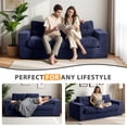 thumbnail image 4 of BYBYME 3 Seater Couch with Tufted Cushion & Backrest,Corduroy Floor Sofa with Armrests for Living Room Bedroom Office,Sofa in A Box,No Assembly Required,Navy, 4 of 8